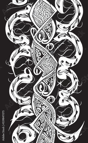 Decorative black and white gothic ornament, base for tattoo