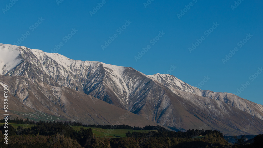 Mount Hutt with snowy peak on a clear day.