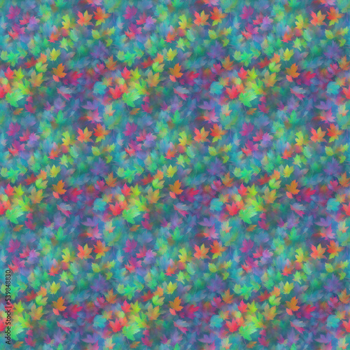 Seamless texture colorful leaves of rainbow colors. Endless pattern - soft leaves of bright colors.