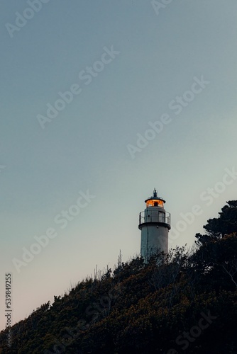 Foto Vertical shot of a lighthouse on a hill in the afternoon