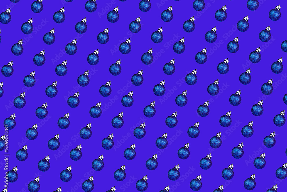 christmas ball monochrome blue pattern on dark blue background small ball