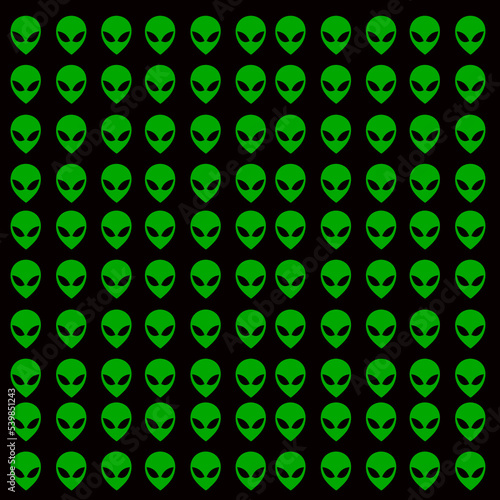 green alien head with black background to edit