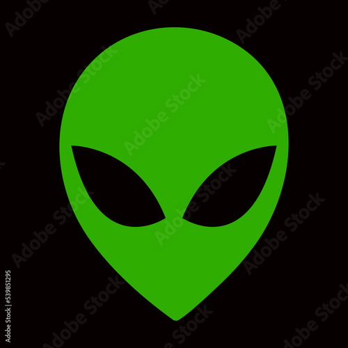 green alien head with black background to edit