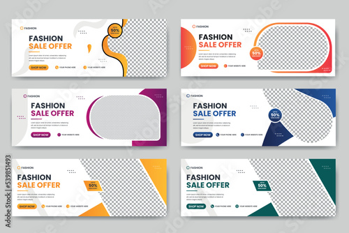 Modern fashion sale social media facebook cover banner template. web banner layout set
