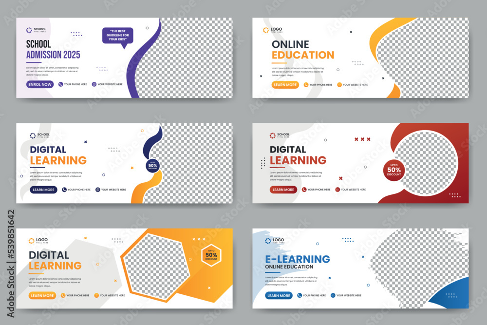 Vecteur Stock Online education social media cover banner template and ...