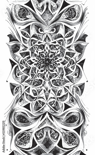 Decorative black and white gothic ornament, base for tattoo