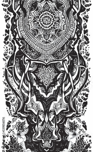 Decorative black and white gothic ornament, base for tattoo