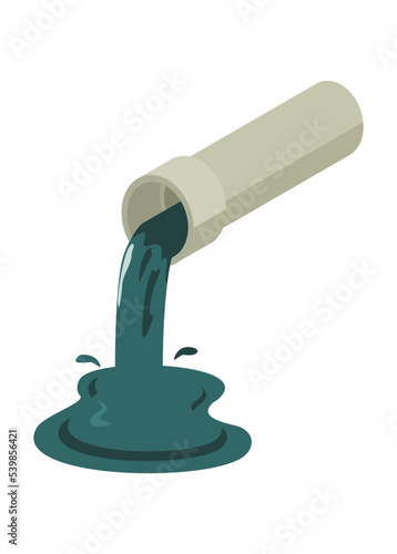 Waste water and sewer pipe. Simple flat illustration in isometric view.