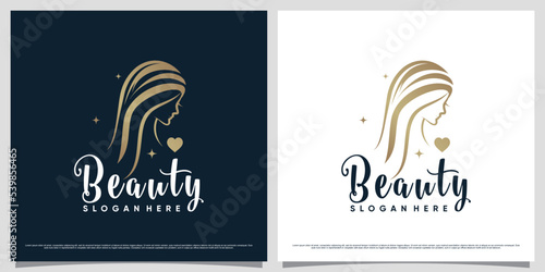 Beauty women logo design template for beauty salon with modern style concept