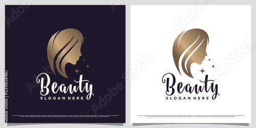 Fototapeta Naklejka Na Ścianę i Meble -  Beauty women logo design template for beauty salon with modern style concept