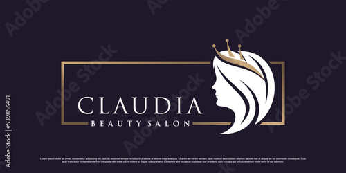 Beauty women logo design template for beauty salon with women face and modern concept