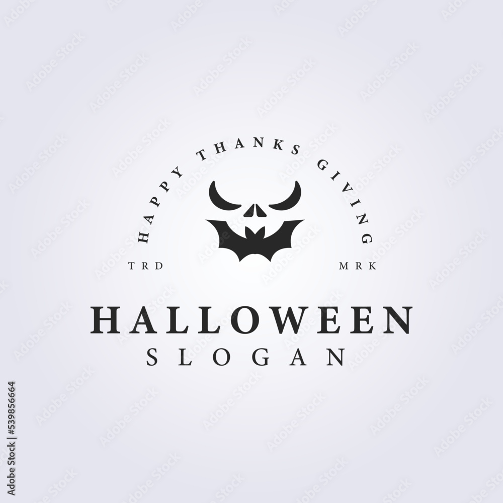 scary bat halloween face vector logo icon template illustration design