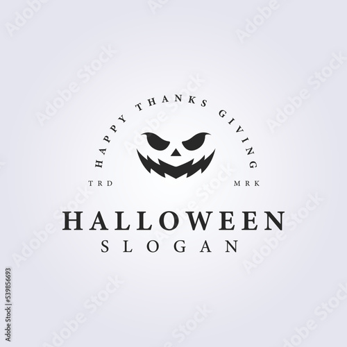 silhouette halloween face logo vector illustration design