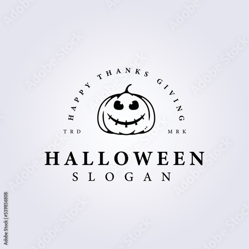 linear pumpkin halloween vector logo illustration template design photo