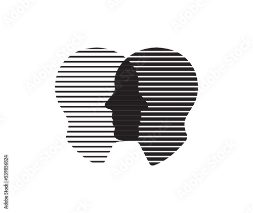 Two Heads Complete each other illustration stock vector