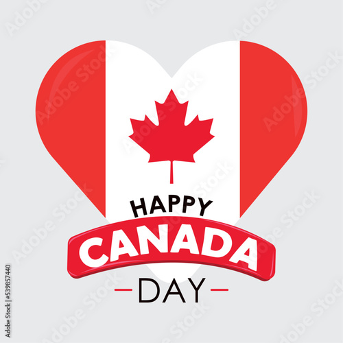 Happy canda day poster Heart shape with flag Vector