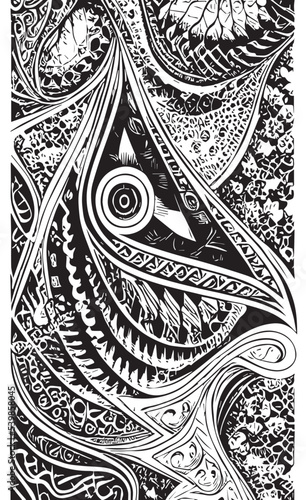 Decorative black and white gothic ornament, base for tattoo