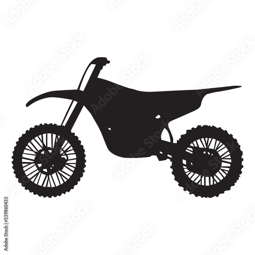 Motocross motocycle  silhouetee on white background.