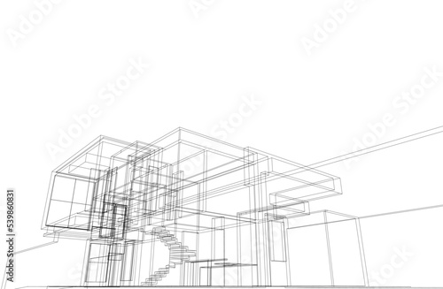 Linear architectural sketch of house 