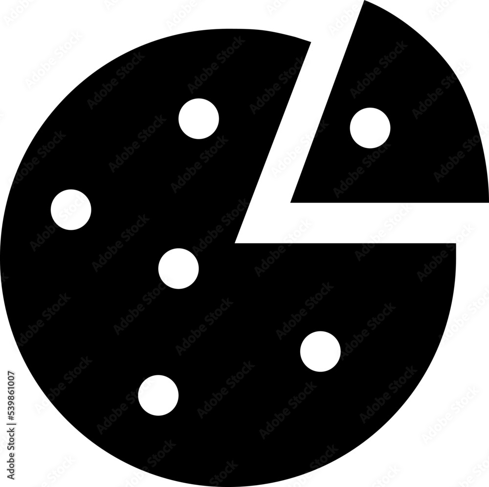 Icon logo round pizza with cut piece fast food symbol for cafe, restaurant, pizzeria, bar