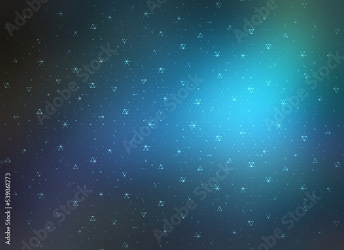 Dark blue plexus of triangles and twinkles pattern. Abstract network polygonal background.