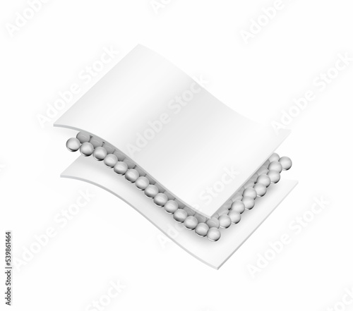 Two wavy layers with an intermediate layer. Vector illustration isolated on white background. Template for your product. EPS10.	