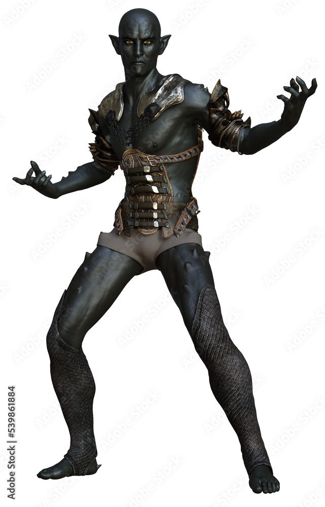3D rendered fantasy male demon character in action pose on transparent background - 3D Illustration 3D rendered fantasy male demon character in action pose on transparent background - 3D Illustration