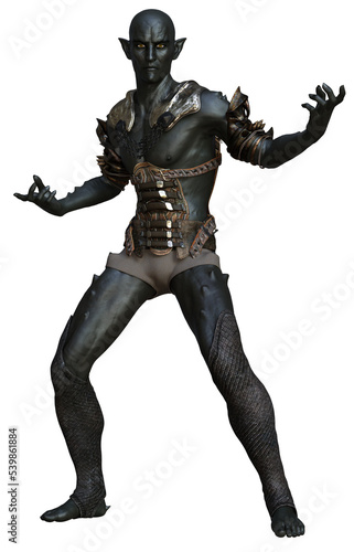 3D rendered fantasy male demon character in action pose on transparent background - 3D Illustration