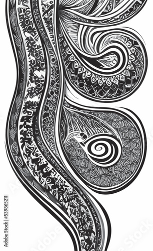 Decorative black and white gothic ornament, base for tattoo