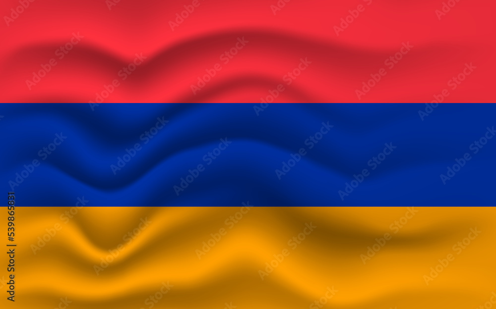 Armenia flag waving, closeup background. illustration