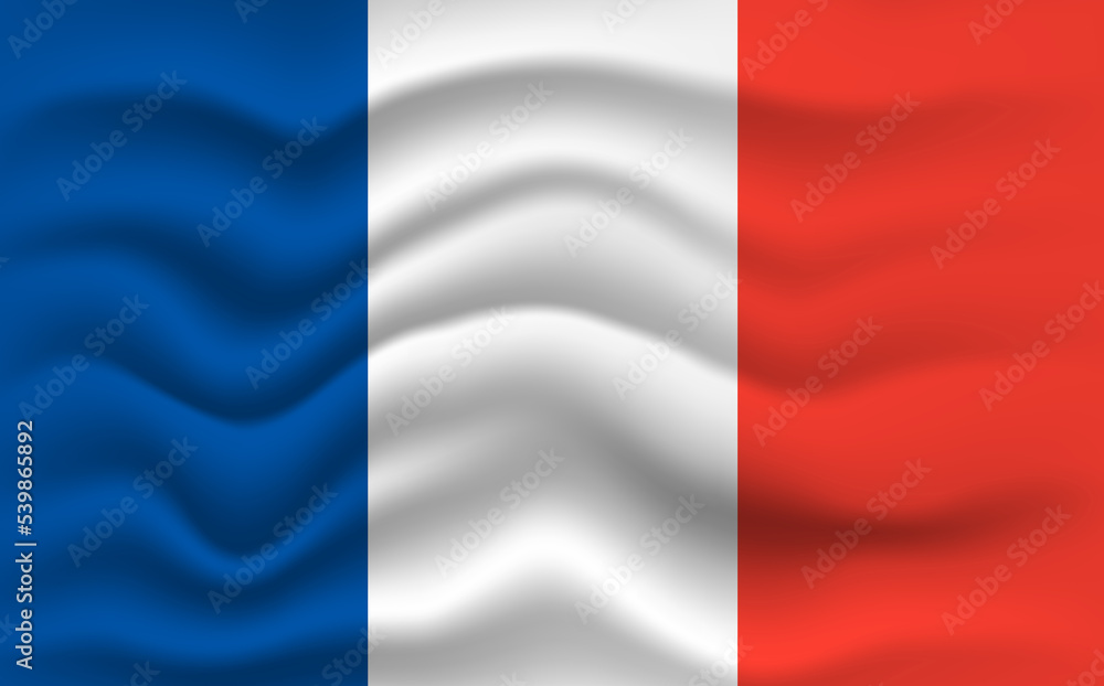 France flag waving, closeup background. illustration