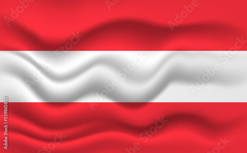 Austria flag waving, closeup background. illustration