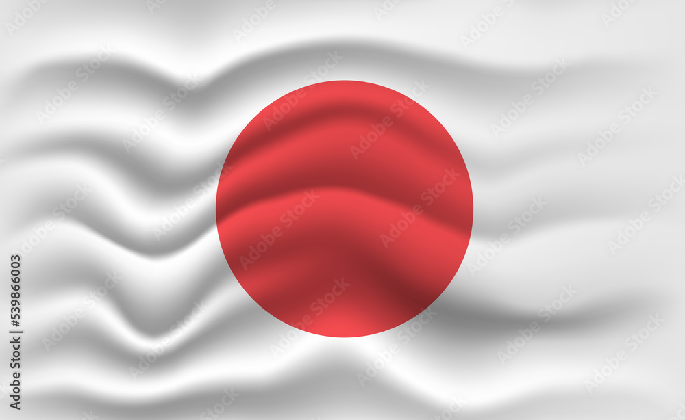 Naklejka premium Japan flag waving, closeup background. illustration