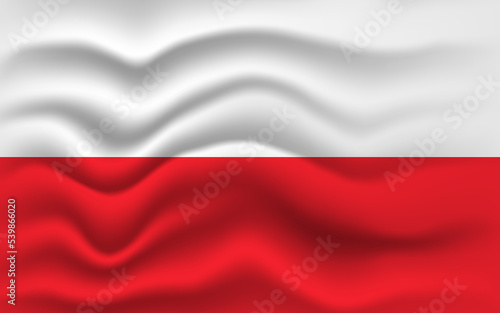 Poland flag waving, closeup background. illustration