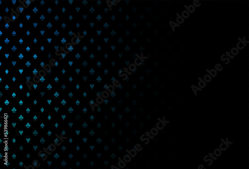 Dark blue, green vector template with poker symbols.