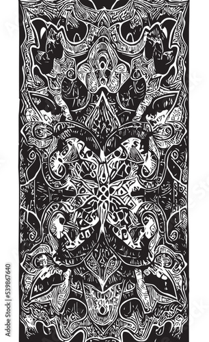 Decorative black and white gothic ornament, base for tattoo