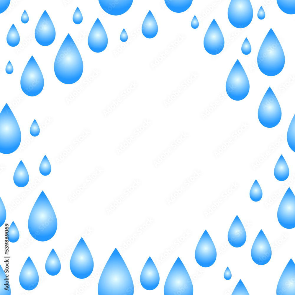 3D drops of water vector, rain empty frame template, frame for text 3D drops of water vector, rain empty frame template, frame for text