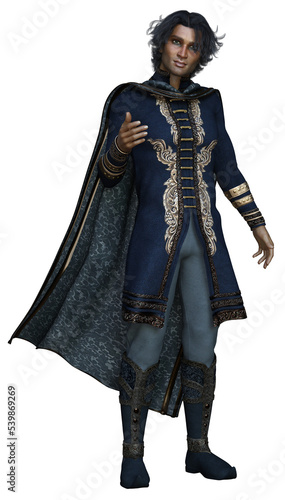 3D rendered handsome young Indian prince wearing fantasy outfit on transparent background - 3D illustration