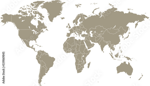 Fototapeta Naklejka Na Ścianę i Meble -  World map. Silhouette map. Color vector modern
