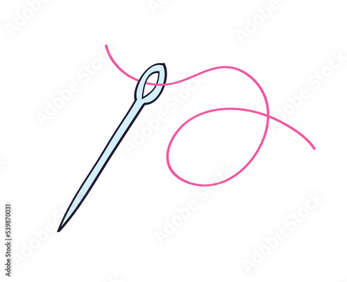 Sewing needle and thread isolated vector illustration