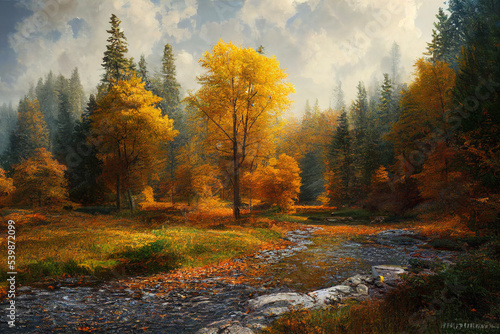 autumn in the forest illustration 