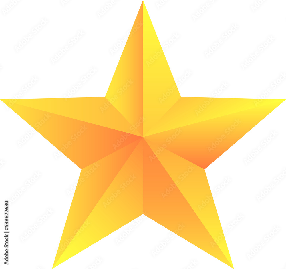 Obraz premium Gold star. Gradient star in yellow. Isolated star shape. Award symbol. Rating sign on transparent background