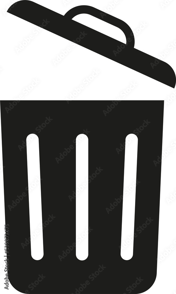 Trash bin icon. Recycle bin. Trash can in black. Rubbish basket