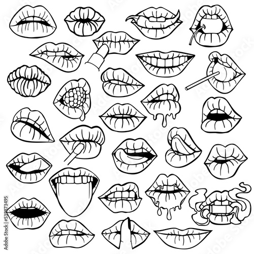 Lips Collection in Hand Drawn Style