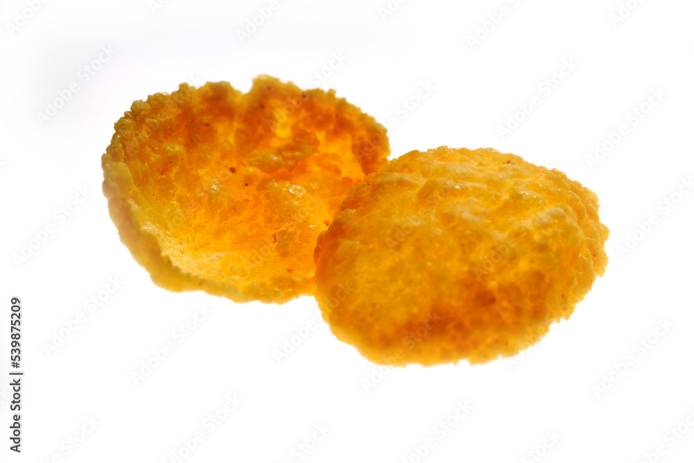 Macro texture of toasted corn flakes Macro texture of toasted corn flakes