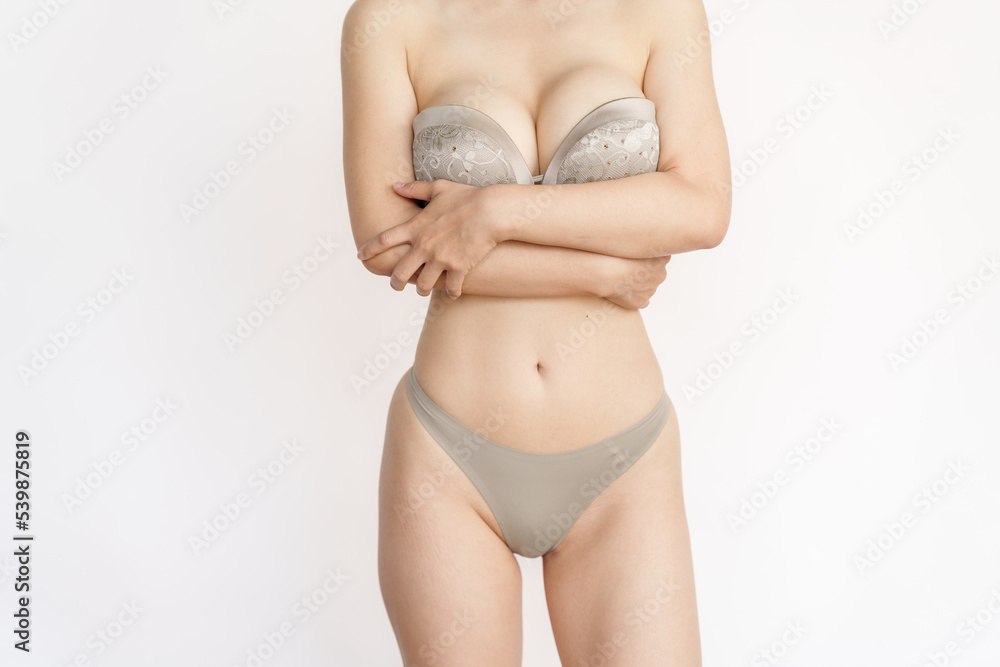 Foto de Skinny style underwear asian women wearing lingerie showing sexy  body and beauty perfect skin. Women underwear high-waist panties and  healthcare concept. do Stock