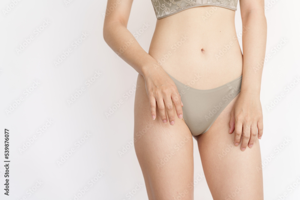 Skinny style underwear asian women wearing lingerie showing sexy body and beauty perfect skin. Women underwear high-waist panties and healthcare concept. Skinny style underwear asian women wearing lingerie showing sexy body and beauty perfect skin. Women underwear high-waist panties and healthcare concept.