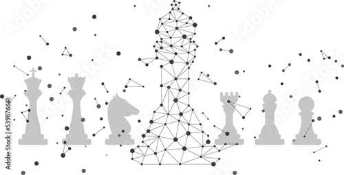 Foto low polygon dot connected line of bishop chess piece