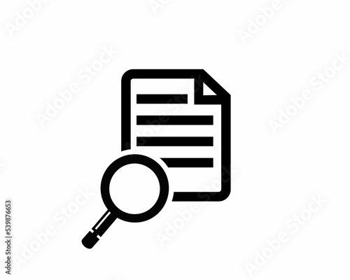 Supervision document plan icon in flat style. Overview of document statement vector illustration with magnifying glass business concept.
