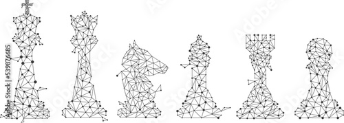 low polygon dot connected line of chess piece. icon for planning and strategy thinking